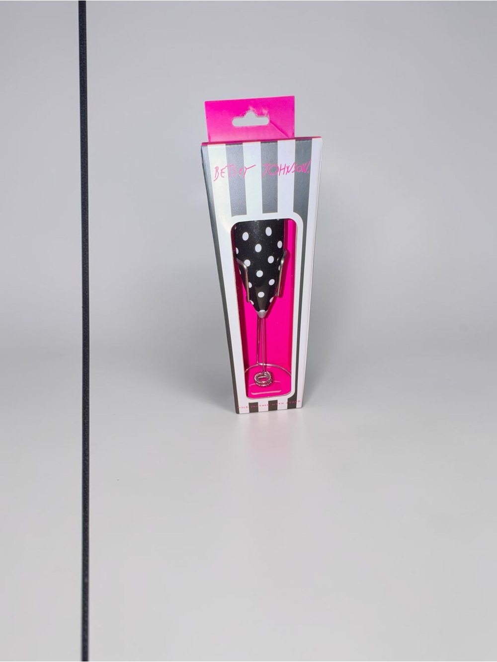 Betsey Johnson Electric Milk Frother Black White Polka Dot NEW